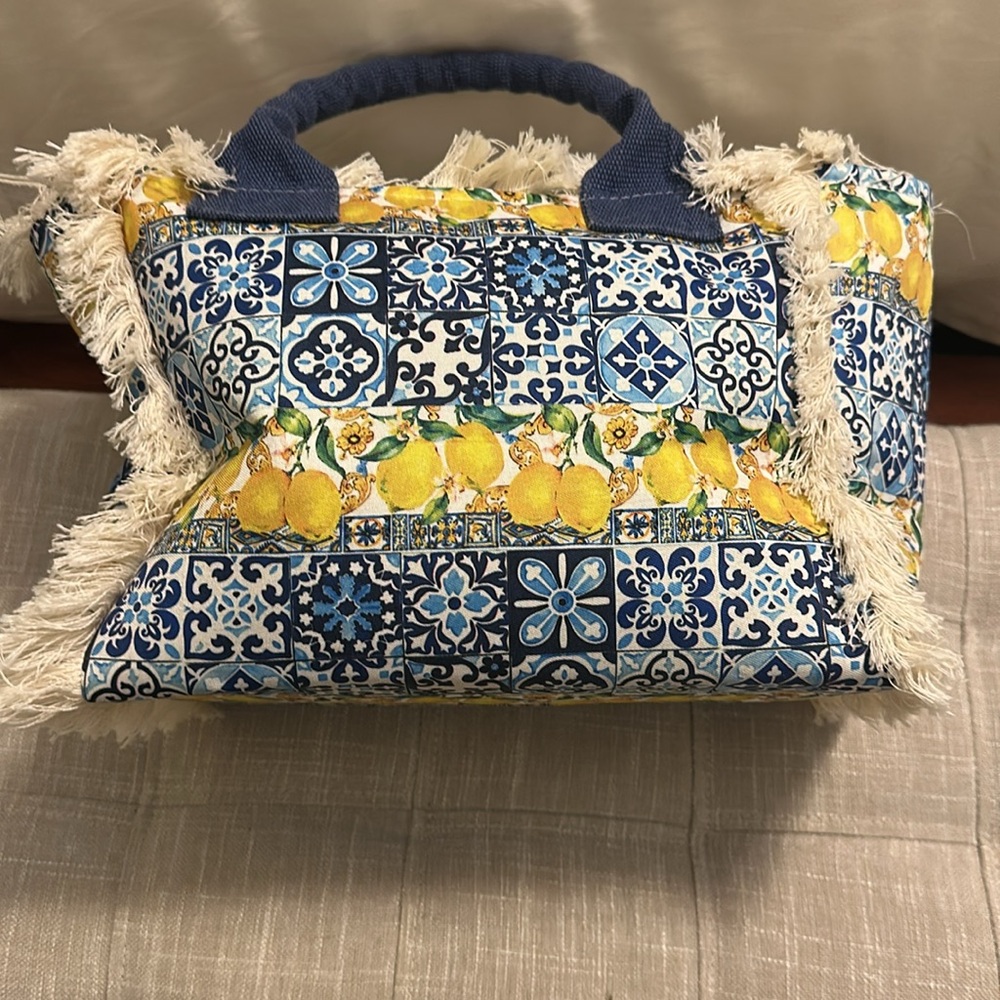 Russomar Sicilia Lemon Deruta Print Italy Souvenir tote bag NWT NEW - Picture 3 of 5